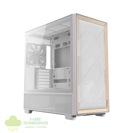 Antec FLUX Mid-Tower E-ATX Gaming Chassis Wood Front Panel - White