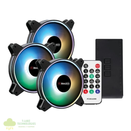 PCBuilder Tempest Chill Fan Kit 3x120MM Dual Glow ARGB Fan + Controller + RF Remote