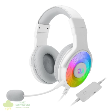 REDRAGON Over-Ear PANDORA USB (Power Only)|Aux (Mic and Headset) RGB Gaming Headset - White