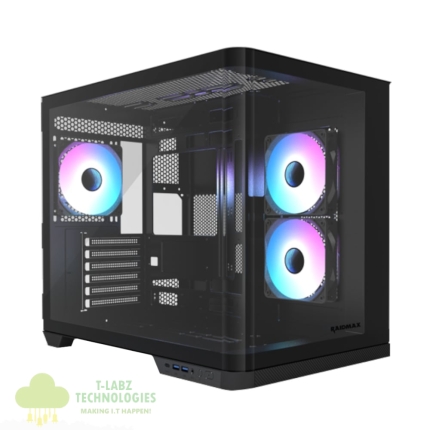 Raidmax I630 ATX | Micro-ATX | ITX ARGB Mid-Tower Dual Chamber Curved Glass Gaming Chassis - Black