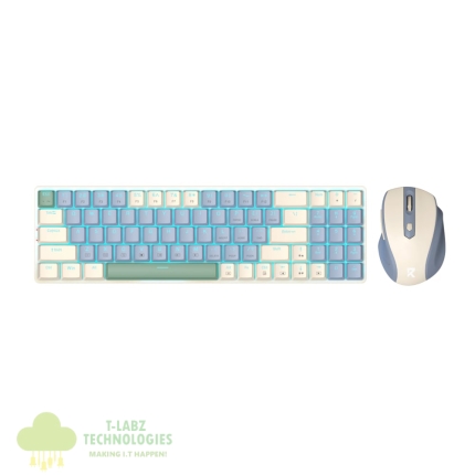 Redragon BS8772 Wireless Keyboard and Mouse Combo - Cream/Blue
