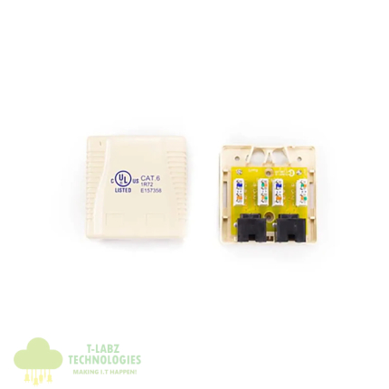 Zone CAT6 RJ45 White Single Box Network Outlet