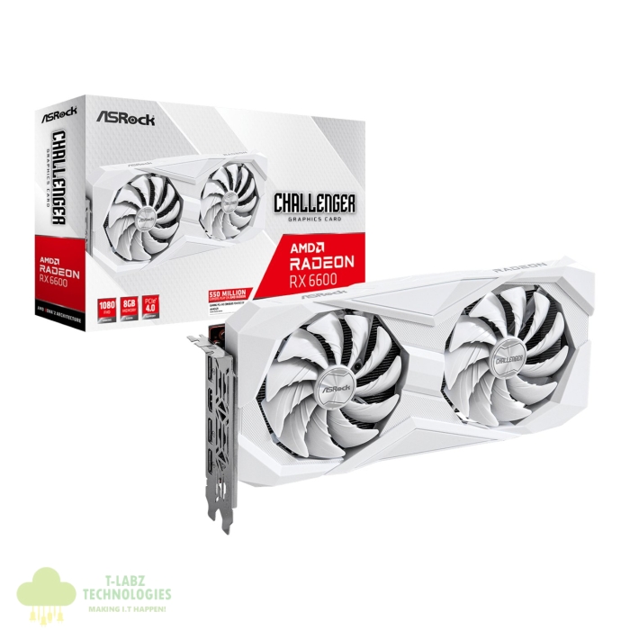 ASRock Radeon RX6600 Challenger D 8G GDDR6 128-BIT Graphics Card - White - Image 1