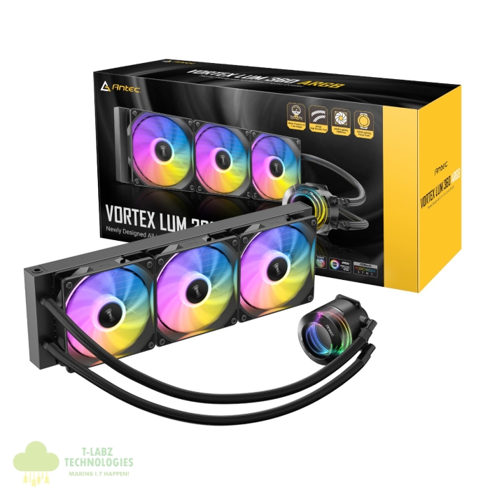 Antec VORTEX LUM 360 ARGB AIO CPU Liquid Cooler - Black - Image 1