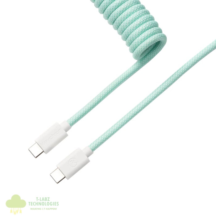 Keychron Coiled Aviator Cable - Mint/Straight - Image 1