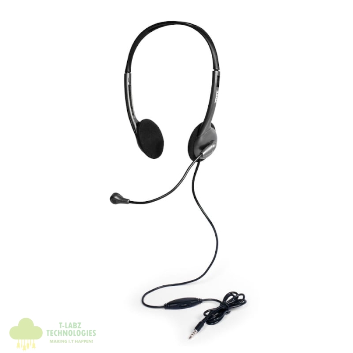 Port Stereo Headset with Mic with 1.2m Cable|1 x 3.5mm|Volume Controller - Black - Image 3