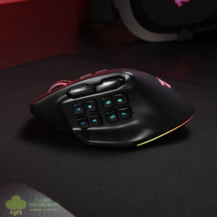 REDRAGON Aatrox Wireless 6200DP RGB MMO Gaming Mouse - Black - Image 4