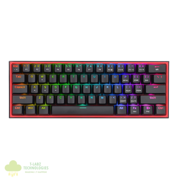 Redragon K616 FIZZ Pro 61-Key RGB Mechanical Gaming Keyboard – Black (60%, RGB, Wireless/Wired, Hot-Swappable) - Image 1