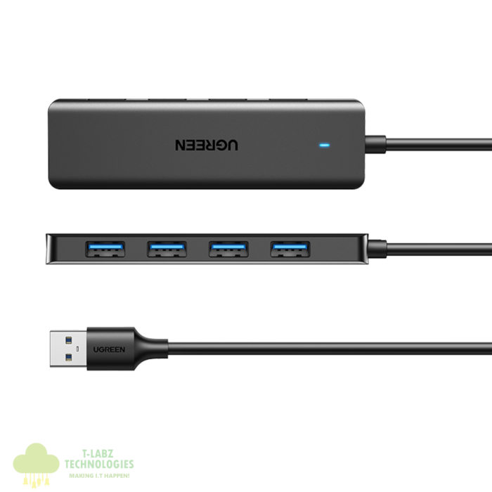 UGREEN 4-in-1 USB 3.0 Hub - High-Speed 5Gbps Data Transfer - Grey - Image 3