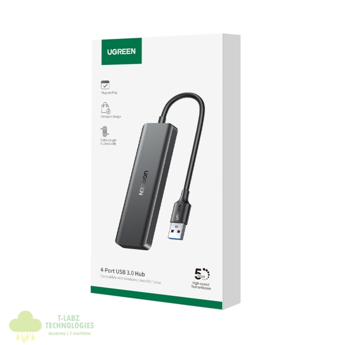 UGREEN 4-in-1 USB 3.0 Hub - High-Speed 5Gbps Data Transfer - Grey - Image 6