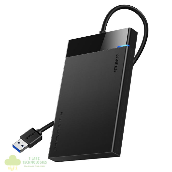 UGREEN USB 3.0 to 2.5” SATA Hard Drive Enclosure (Non-Detachable Cable) - Image 1