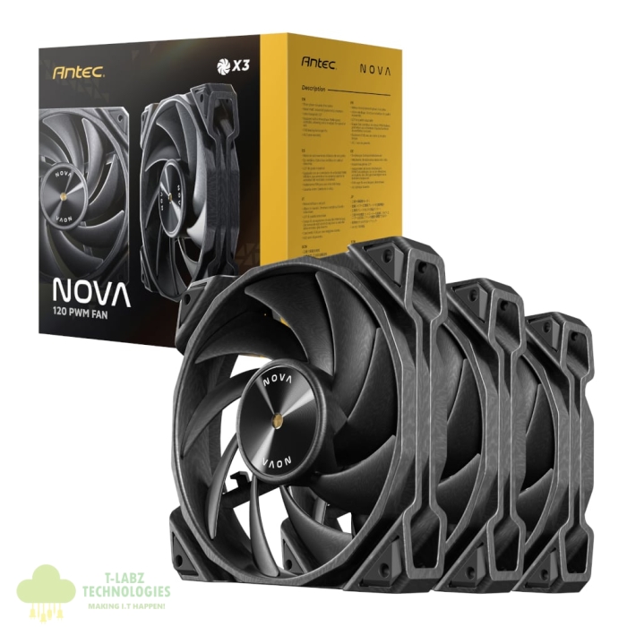 Antec NOVA 120 PWM Fan 3 Pack with Speed Controller - Black - Image 1
