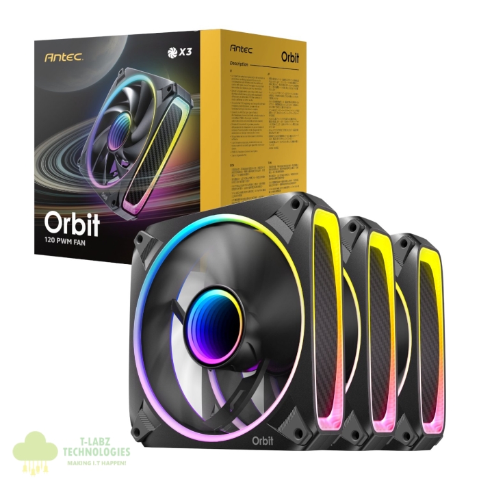 Antec ORBIT PWM 120mm ARGB Fan 3 Pack - Black - Image 1
