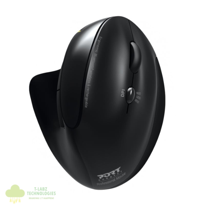 Port Connect Wireless Rechargeable Ergonoc Mouse Bluetooth- Black - Image 1