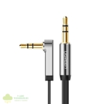 UGREEN AV119 Right-angled 3.5mm Flat Aux Cable 2m - Black/Silver - Image 2