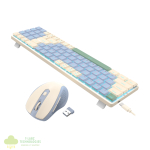 Redragon BS8772 Wireless Keyboard and Mouse Combo - Cream/Blue - Image 4