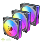 Antec VISION PWM 120mm ARGB Reverse Infinity Mirror Case Fan 3 Pack Black - Image 2