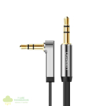 UGREEN AV119 Right-angled 3.5mm Flat Aux Cable 1.5m - Black/Silver - Image 2