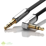 UGREEN AV119 Right-angled 3.5mm Flat Aux Cable 1.5m - Black/Silver - Image 3