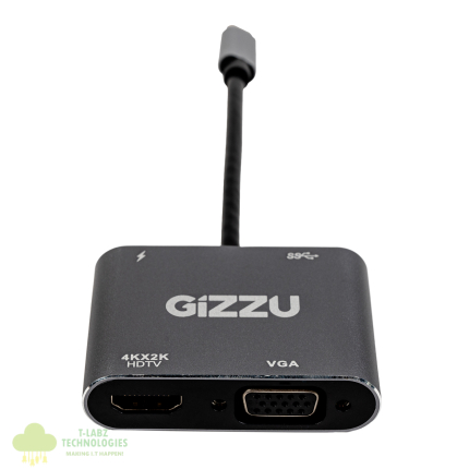Gizzu 4-in-1 Type-C to HDMI/VGA/USB3.0 Hub