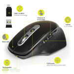 Port Connect Bluetooth Wireless and Rechargeable Executive Mouse - Black - Image 3