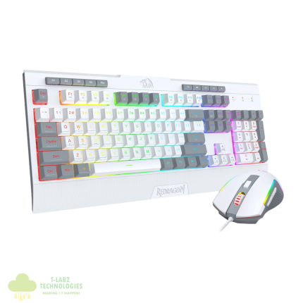 Redragon S151 Wired RGB Gaming Keyboard and Mouse Combo - White and Grey