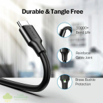 UGREEN Type-C to USB 3.0 Cable 2m – Fast Charging 3A, 5Gbps Sync – Black - Image 3