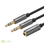 UGREEN UV140 AUX 3.5mm Audio Splitter Cable - Black/Grey