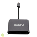 Gizzu 4-in-1 Type-C to Dual HDMI Hub