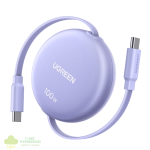 UGREEN 100W Fast Charging Retractable USB Type-C Cable 1M - Purple